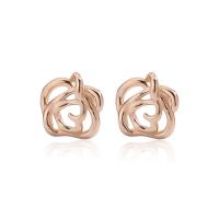 Sterling Silver Stud Earring, 925 Sterling Silver, Rose, plated, fashion jewelry & for woman & hollow 5mm 