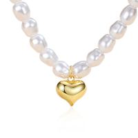 Sterling Silver Pearl Necklace, 925 Sterling Silver, with Freshwater Pearl, with 3.14inch extender chain, plated, fashion jewelry & for woman Approx 14.17 Inch 