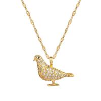 Titanium Steel Jewelry Necklace, with Brass, with 1.97inch extender chain, Dove, fashion jewelry & for woman & with rhinestone, golden Approx 15.75 Inch 