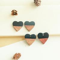 Original Wood Pendants, with Resin, Heart, DIY Approx 