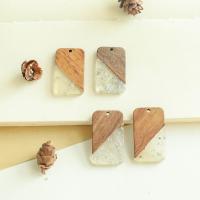 Pendentifs en bois original, avec Feuille d'argent & résine, DIY Environ Vendu par sac