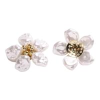 DIY Hair Flowers, Plastic Pearl, with Brass, white, 29mm 