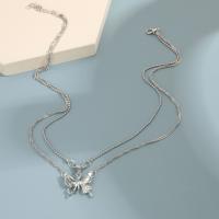 Fashion Multi Layer Necklace, Zinc Alloy, with Crystal, Butterfly, Double Layer & fashion jewelry & for woman 
