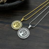 Titanium Steel Jewelry Necklace, Round, plated, fashion jewelry & for man & with rhinestone 