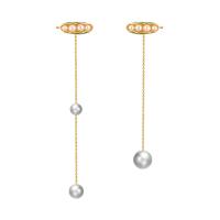 Freshwater Pearl Brass Earring, with Freshwater Pearl, plated, for woman & enamel, Crystal Gold 