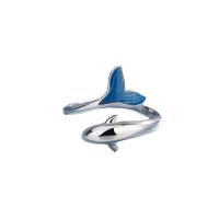 Sterling Silver Finger Ring, 925 Sterling Silver, plated, for woman & enamel, platinum color, US Ring 