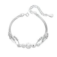 Sterling Silver Bracelets, 925 Sterling Silver, with 3CM extender chain, plated, for woman, platinum color Approx 16 cm 