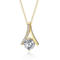 Cubic Zirconia Micro Pave Sterling Silver Necklace, 925 Sterling Silver, with 5CM extender chain, plated & micro pave cubic zirconia & for woman Approx 40 cm 