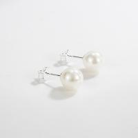 Sterling Silver Stud Earring, 925 Sterling Silver, with Shell Pearl, fashion jewelry 6-8-10-12mm 