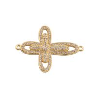 Cubic Zirconia Micro Pave Brass Connector, gold color plated, DIY & micro pave cubic zirconia, golden Approx 1mm 