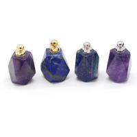 Lapis Lazuli Perfume Bottle Pendant, with Amethyst & Zinc Alloy, plated, DIY [