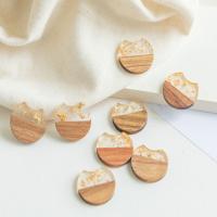 Original Wood Pendants, with Gold Foil & Resin, DIY, 25mm, Approx 