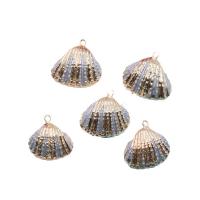 Dyed Shell Pendants, with Brass, gold color plated, DIY, Length about 18-22mm,Hight about 20-25mm 