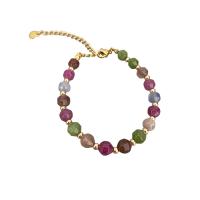 Tourmaline Bracelet, with Brass, plated & for woman, multi-colored 