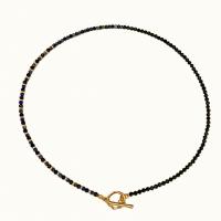 Драгоценный камень Ожерелья, Лазурит, с Черный-Спинель & Латунь, Связанный вручную, Женский, черный, длина:Приблизительно 40 см, продается PC