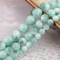 Single Gemstone Beads, Angelite, Round, polished, DIY light green, 39-41CM 