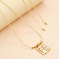 Glass Seed Beads Necklace, Brass, fashion jewelry & Unisex 