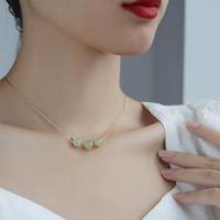 Titanium Steel Jewelry Necklace, with Jade, fashion jewelry & for woman, 45cm 