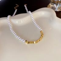 Plastic Pearl Necklace, Brass, with Plastic Pearl, fashion jewelry & for woman, 45cm 