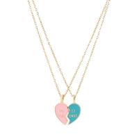 Enamel Zinc Alloy Necklace, with 2inch extender chain, Heart, gold color plated, 2 pieces & Unisex & with letter pattern Approx 17.7 Inch 