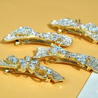 Hair Snap Clips, Zinc Alloy, with Crystal, gold color plated & for woman & with rhinestone 