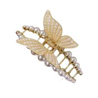 Haarklammer, Zinklegierung, mit Kunststoff Perlen, Schmetterling, goldfarben plattiert, Koreanischen Stil & für Frau, 125mm, verkauft von PC