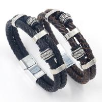 Cowhide Bracelets, with Zinc Alloy, plated, Double Layer & vintage & for man 6mm Approx 8.3 Inch [