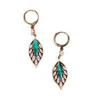 Zinc Alloy Rhinestone Drop Earring, Leaf, gold color plated, fashion jewelry & for woman & with rhinestone 