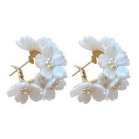 Acrylic Stud Earring, Zinc Alloy, with Acrylic, Flower, gold color plated, fashion jewelry & for woman & with rhinestone 