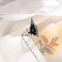 Crystal Zinc Alloy Finger Ring, with Crystal, Butterfly, silver color plated, fashion jewelry & for woman, 17mm 