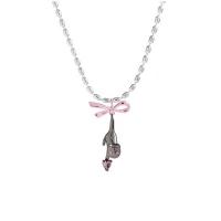 Glass Zinc Alloy Necklace, with Glass Rhinestone & Titanium Steel, with 6.7cm extender chain, silver color plated, fashion jewelry & for woman Approx 42.3 cm 