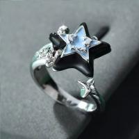 Enamel Zinc Alloy Finger Ring, fashion jewelry & for woman, silver color, Diameter 17mm 