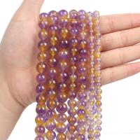 Natürliche Ametrin Perlen, rund, DIY & verschiedene Größen vorhanden, gemischte Farben, Länge:ca. 40 cm, verkauft von Strang