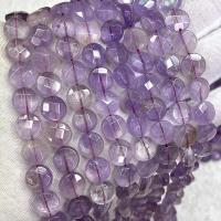 Natural Amethyst Beads, Flat Round, DIY & faceted, purple, 8.5mm Approx 38 cm 