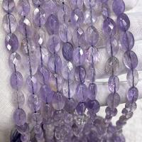 Natürliche Amethyst Perlen, flachoval, DIY & facettierte, violett, 8x12mm, Länge:ca. 38 cm, verkauft von Strang