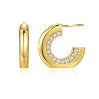 Cubic Zirconia Micro Pave Sterling Silver Earring, Brass, plated, fashion jewelry & micro pave cubic zirconia & for woman 