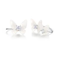 Sterling Silver Cubic Zirconia Earring, 925 Sterling Silver, with Acrylic, Butterfly, fashion jewelry & micro pave cubic zirconia & for woman 