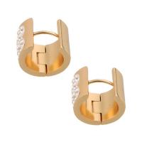 Stainless Steel Leverback Earring, 304 Stainless Steel, fashion jewelry & for woman & with rhinestone, golden 