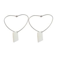 Stainless Steel Drop Earring, 304 Stainless Steel, with Shell, Heart, fashion jewelry & for woman 