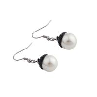 Stainless Steel Drop Earring, 304 Stainless Steel, with Plastic Pearl, fashion jewelry & for woman & with rhinestone 
