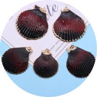 Brass Shell Pendants, with Brass, gold color plated, dyed & DIY, Length about 28-42mm,Hight about 33-46mm 