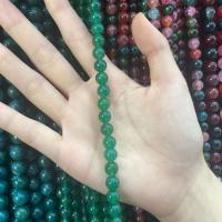 Natürliche grüne Achat Perlen, Grüner Achat, rund, DIY, grün, 8mm, Länge:ca. 38 cm, ca. 48PCs/Strang, verkauft von Strang