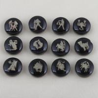 Perles de coquillage noir Lip, coquille noire, 12 Signes du Zodiaque, DIY & modèles différents pour le choix, noire Environ 0.6mm Vendu par sac