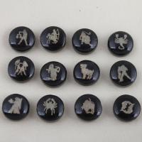 Perlas De Concha Del Labio Negro, Nácar Negra, 12 Signos del Zodíaco, Bricolaje, Negro, 11.7x5.4mm, 12PCs/Set, Vendido por Set