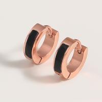 Stainless Steel Leverback Earring, 304 Stainless Steel, plated, fashion jewelry & for woman & enamel, rose gold color 