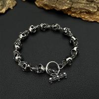 Titanium Steel Bracelet & Bangle, Skull, polished, fashion jewelry & for man, original color Approx 230 mm 