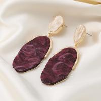 Zinc Alloy Stud Earring, with Acetate, plated, fashion jewelry & for woman, dark purple 