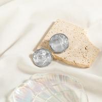Zinc Alloy Stud Earring, with Resin, Round, plated, fashion jewelry & for woman, silver color 