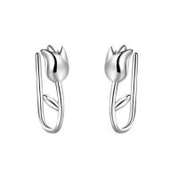 Sterling Silver Hook Earwire, 925 Sterling Silver, Flower, plated, for woman, platinum color 