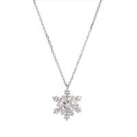 Cubic Zircon Micro Pave Sterling Silver Necklace, 925 Sterling Silver, with 5CM extender chain, Snowflake, plated, micro pave cubic zirconia & for woman, platinum color Approx 45 cm 